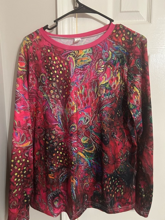 Tops - Women's Pink Multicolor Floral-Print Long Sleeve Top